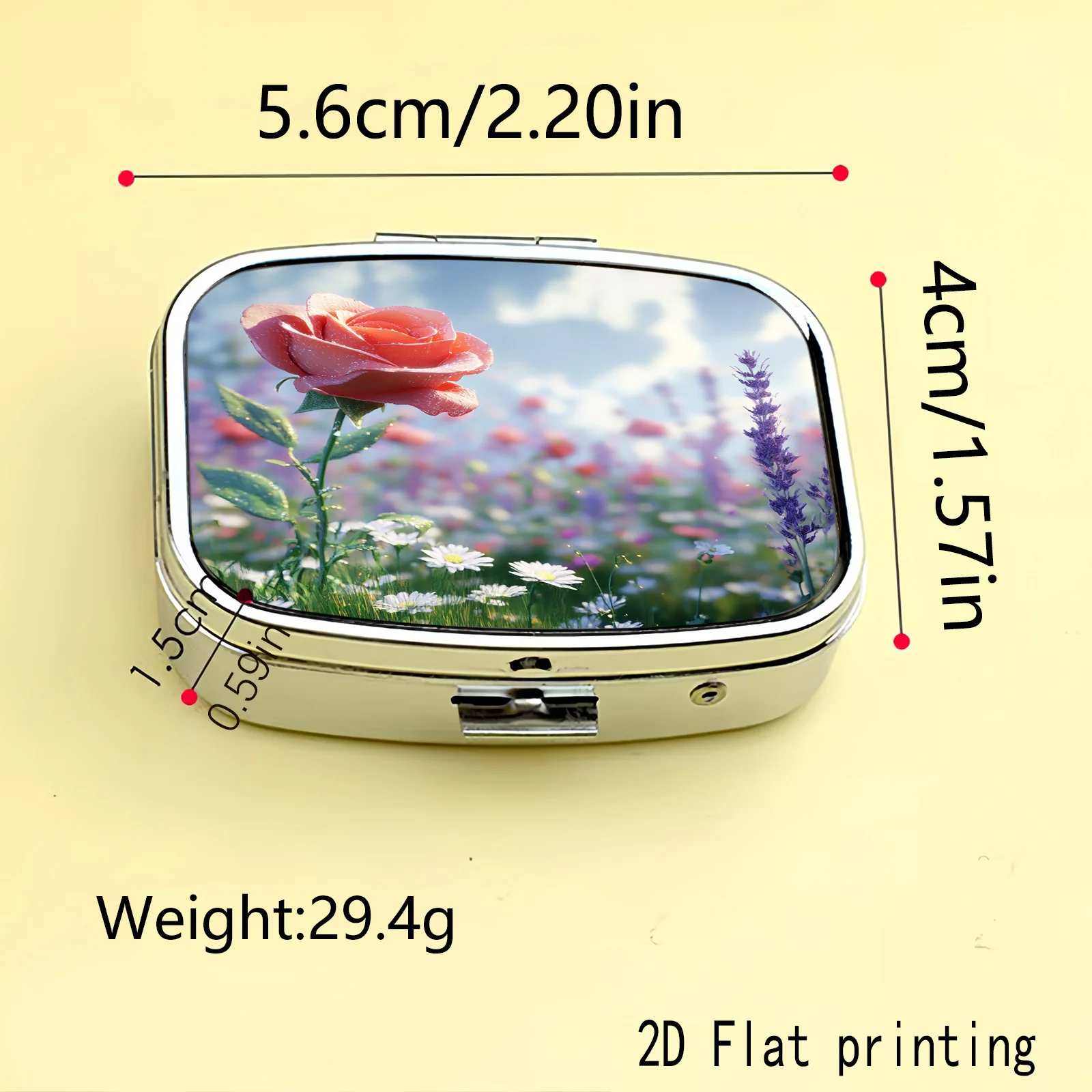 Flat-Printed Patterned Pink Rose Patterned Medicine Box, Adds Unique Charm, Can Be Used as a Small Jewelry Box, Mini Decorative Box, Medicine Sorting Box, Small Item Organizer, Small Item Storage Box, for Storing Small Items Like Eyelash Cosmetics, Small Pills, Small Souvenirs, Small Items, Medicines, and Small Jewelry, Easy to Carry When Going Out.