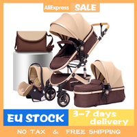 Luxurious Baby Stroller 3 in 1 Portable Travel Baby Carriage Fold Pram High Landscape Aluminum Frame Newborn Infant Stroller