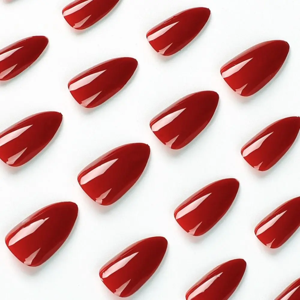 24 Stück Nagelspitzen zum Aufdrücken der Nägel, vollständige Abdeckung, Stiletto-Kunstnägel, lang, französisch, einfarbig