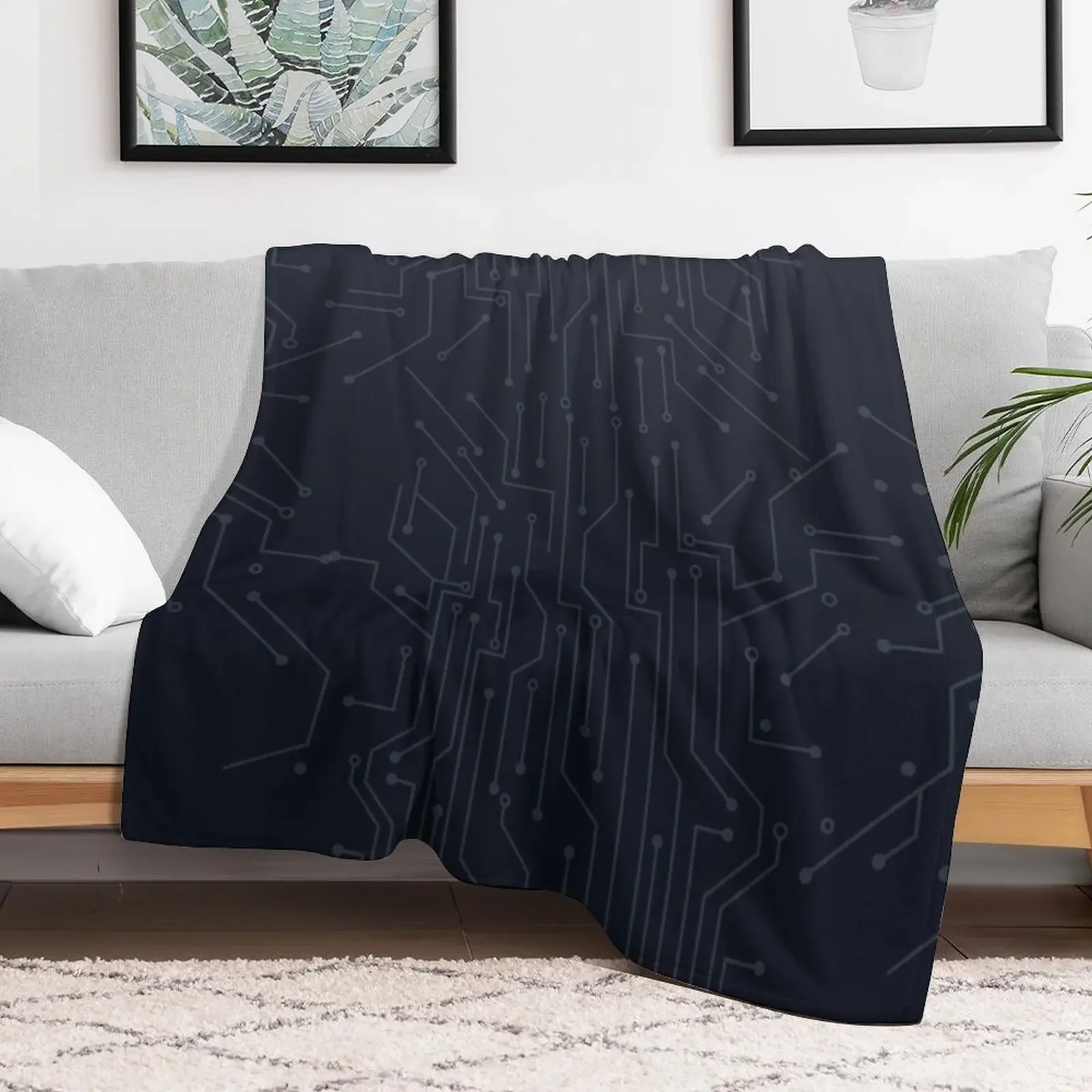 Grey Motherboard Circuit Pattern Throw Blanket Shaggy Comforter Blankets