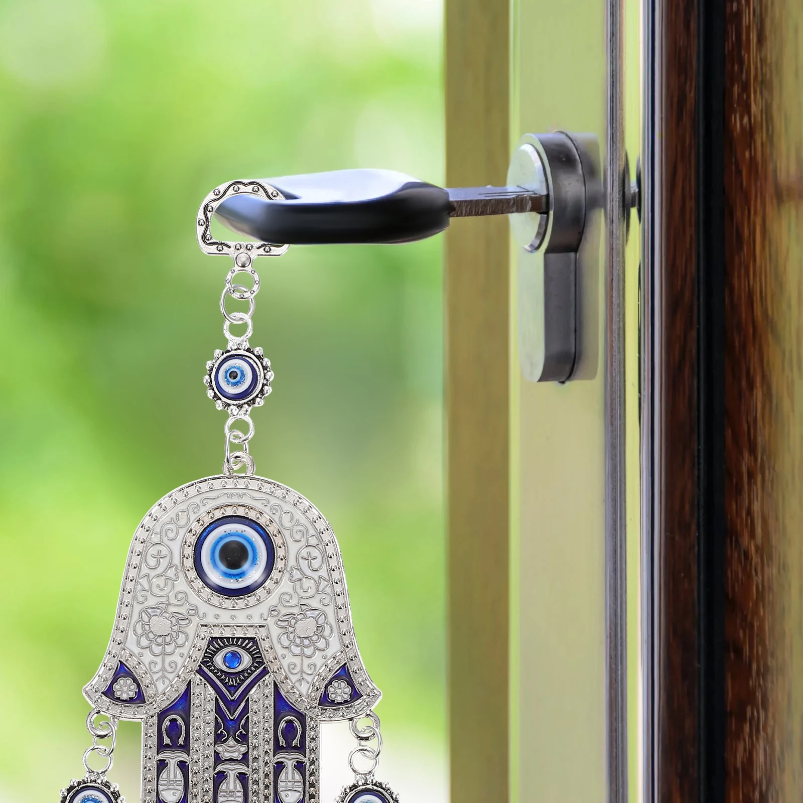 

Hand Evil Eye Pendant Alloy Glass Blue Decor Car Home Hanging Wall Window Door Ornament Jewelry Accessory