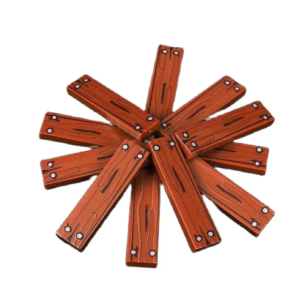 MOC – blocs de construction en Grain de bois imprimé 63864, 10 pièces, motif de sol 2431, accessoires compatibles assortis, jouets DIY, cadeau pour enfants