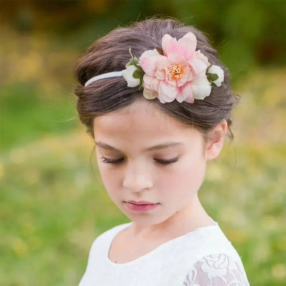 Diadema de estilo Pastoral para niños, superelástica, Floral, estilo coreano, novedad de 2024