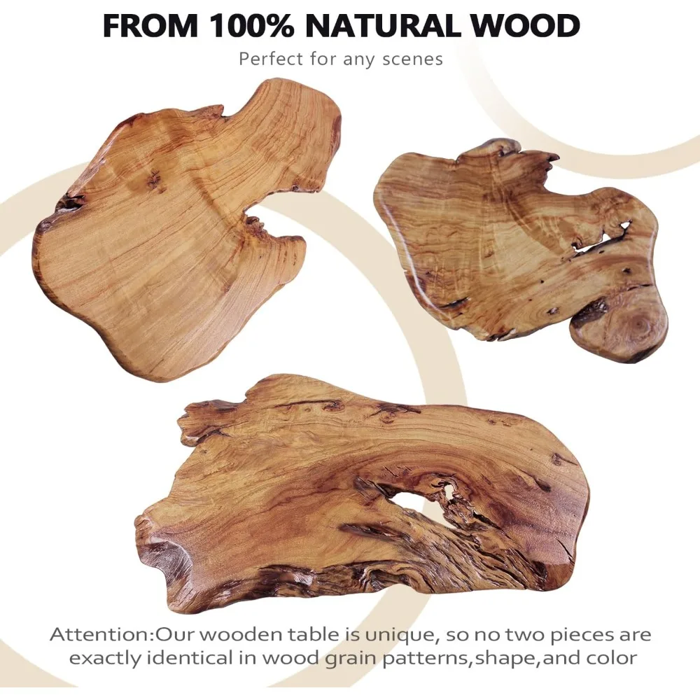 طاولة قهوة خشبية، طاولة قهوة فريدة من نوعها ذات حافة حية لغرفة المعيشة