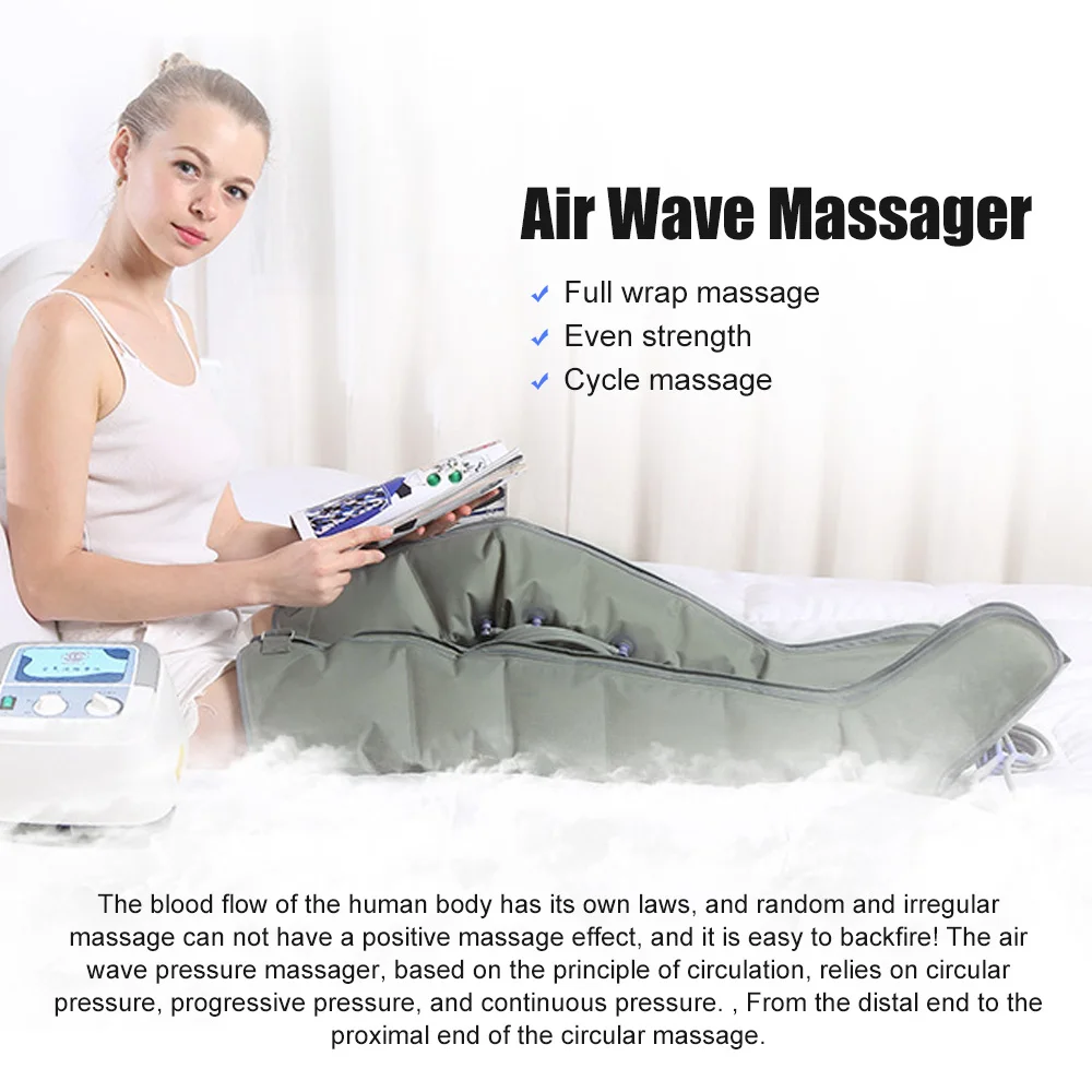 6 Section Electric Air Compression Leg Massager Waist Arm Leg Wraps Foot Ankles Calf Massage Machine Pain Relief Promote Blood