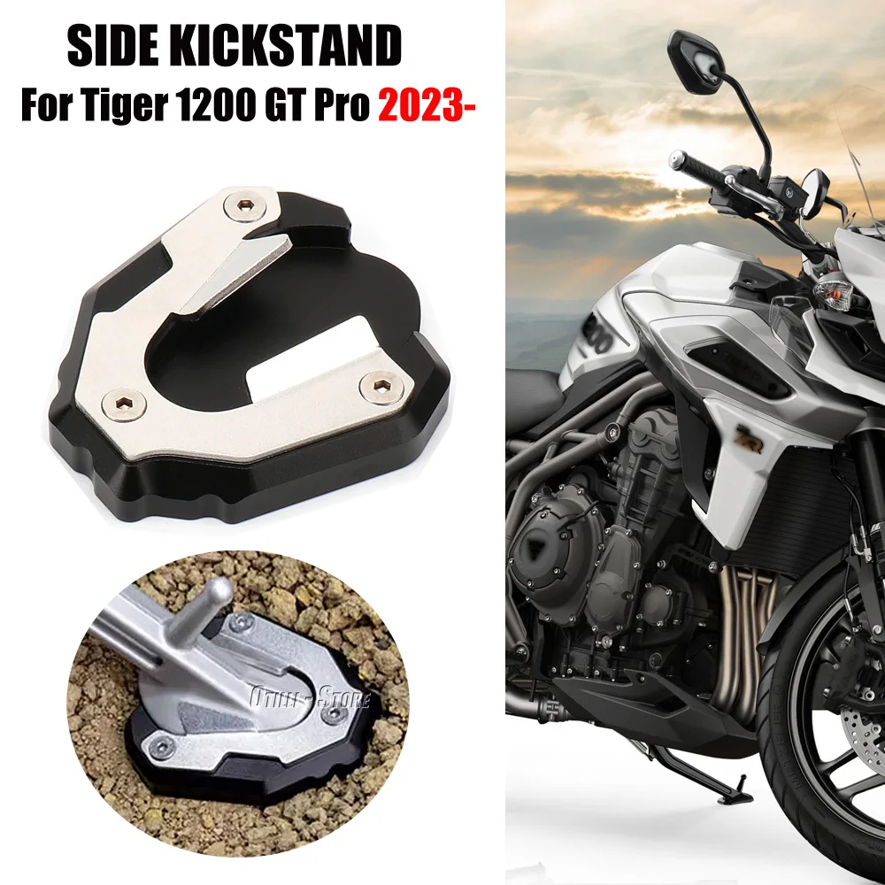 

New Motorcycle Kickstand Extender Foot Side Stand Extension Pad Anti-skid Enlarged Base For Tiger 1200 TIGER 1200 GT PRO 2023