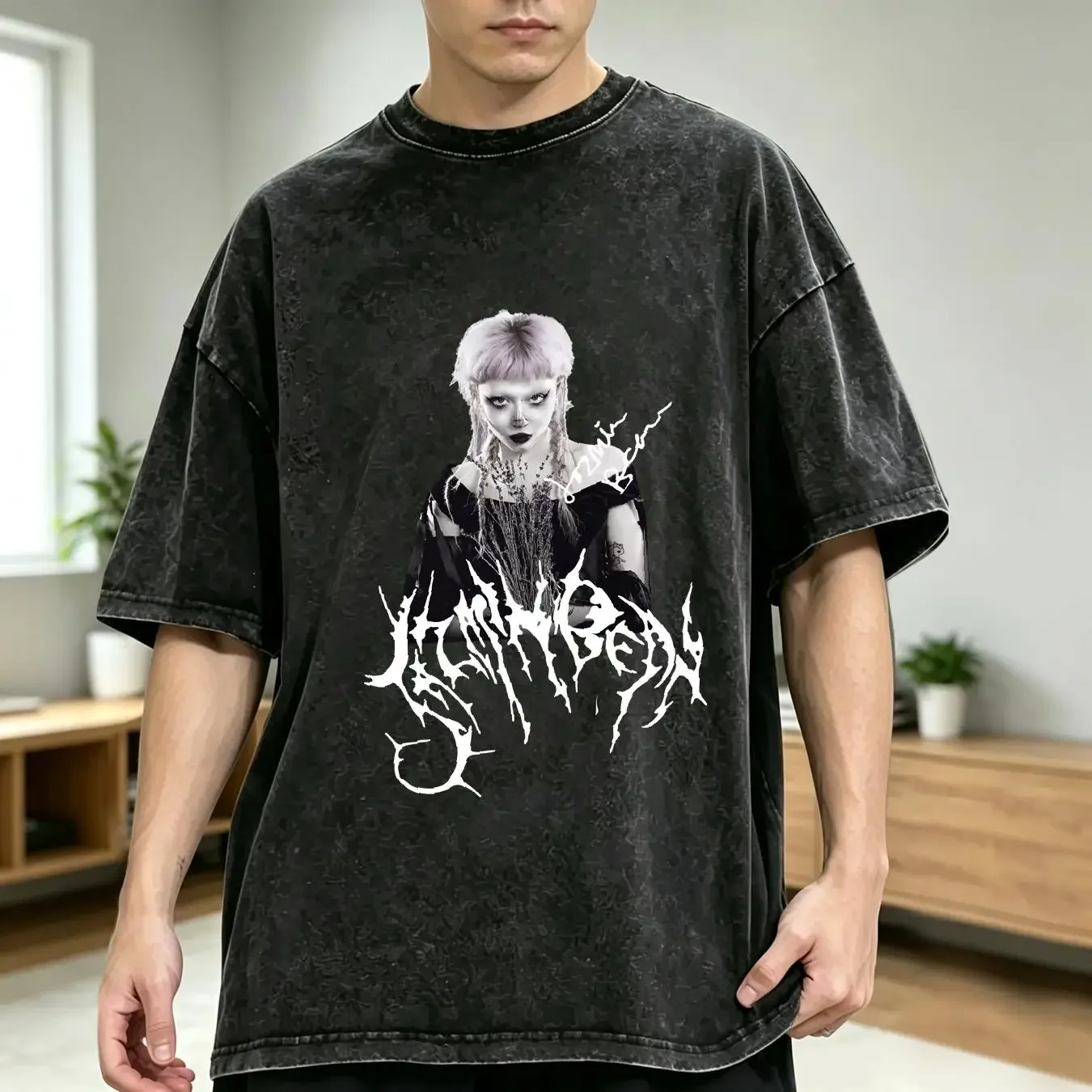 washed T Shirt Hot Jazmin Bean New Black All Size A741 vintage Washed Stretched Casual streetwear Stylish Comfortable
