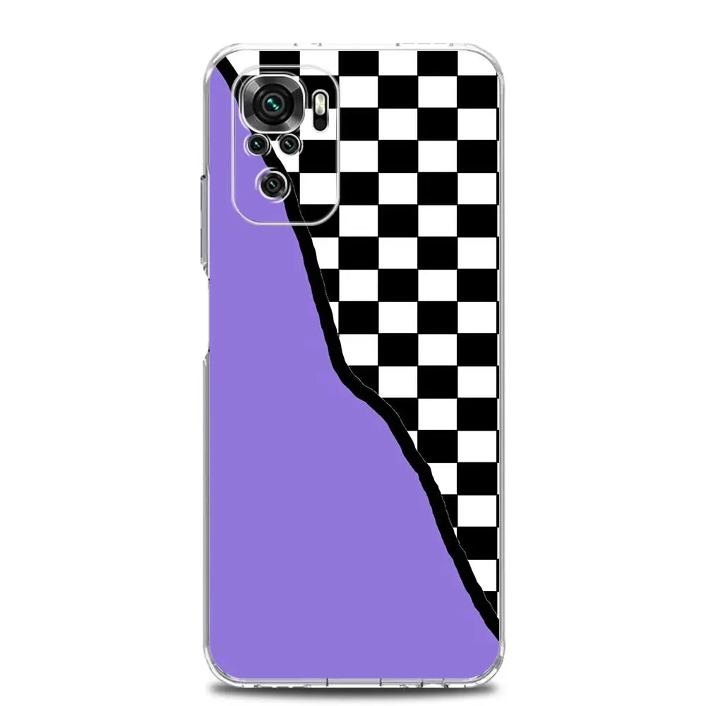 Cassa del telefono Per Xiaomi Redmi Nota 14 13 12 4G 9S 9 10 11 Pro Plus 5G 14C 13C 12C 10C 9A Trasparente Morbido TPU Copertura scacchiera arte