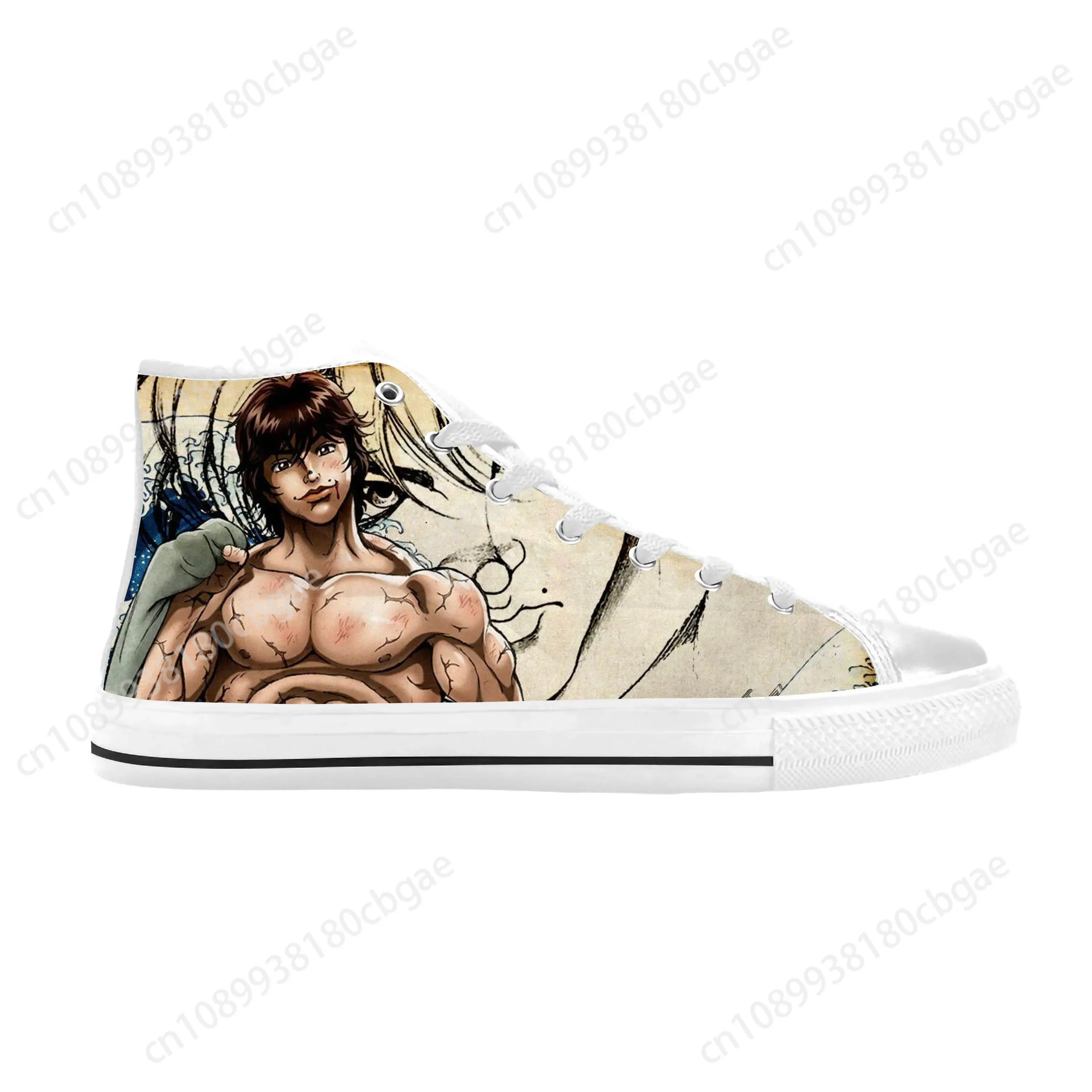 Japanese Anime Manga Baki Hanma Baki The Grappler Casual Cloth Shoes High Top Comfortable Breathable 3D Print Men Women Sneakers