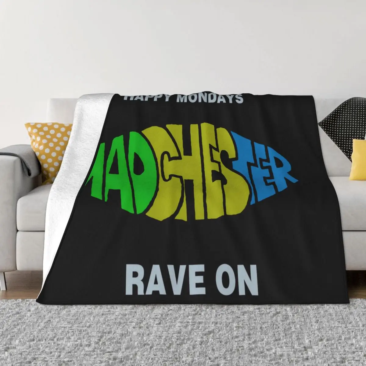 Happy Mondays Madchester Vintage Vintage Tour Hot Sale More Size Comfortable Rock 3D Splicing Throw Blanket