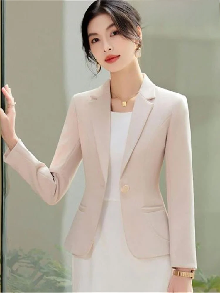 

Женская куртка Slim Fit Long Sve, весенне-осенняя тонкая корейская длина Sle ort, офисная одежда на одной пуговице