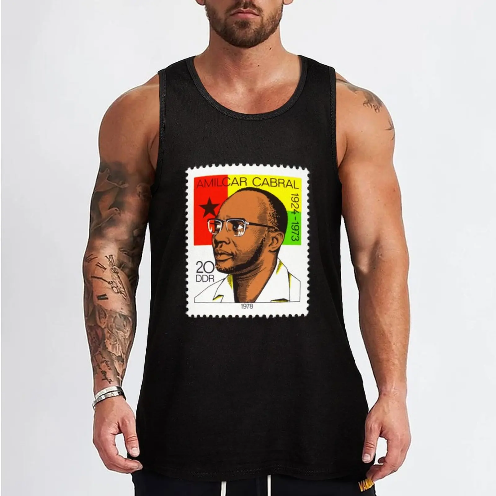 Amílcar Cabral-3 DDR Stamp Tank Top Male clothes Vest Bodybuilding clothing man bodybuilding t-shirt