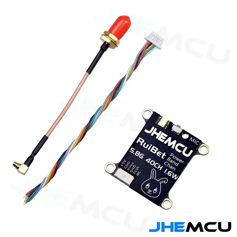 

JHEMCU RuiBet Tran-3016W 5.8G 40CH 1.6W VTX Built-in Microphone 2-6S 30X30mm for RC Airplane FPV Long Range