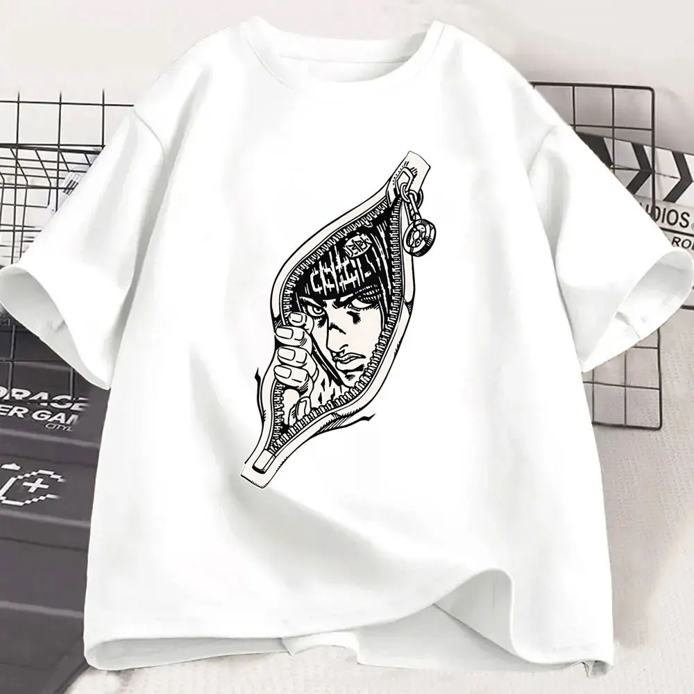 Funny Anime Jojo Bizarre Adventure Bruno Bucciarati Zip Up Graphic T Shirt Men Women Summer Casual Cotton Short Sleeves T-shirts view 4
