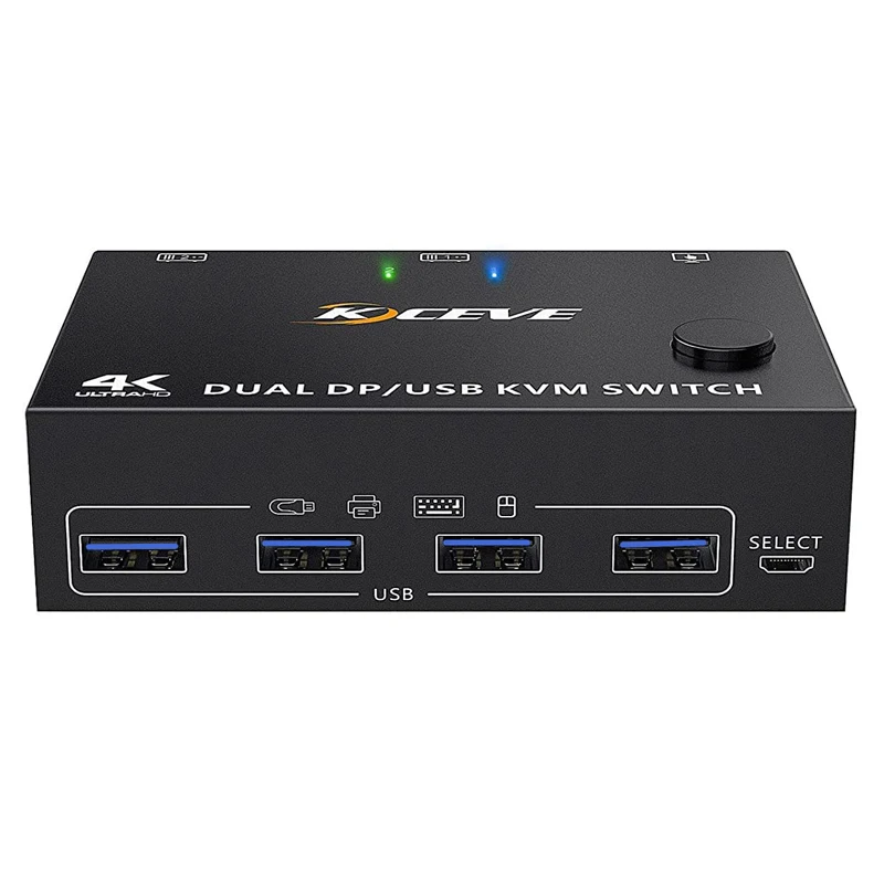 Adaptador de controlador síncrono USB, divisor KVM Plug and Play, 4K Dual DP/USB KVM Switch game USB HUB