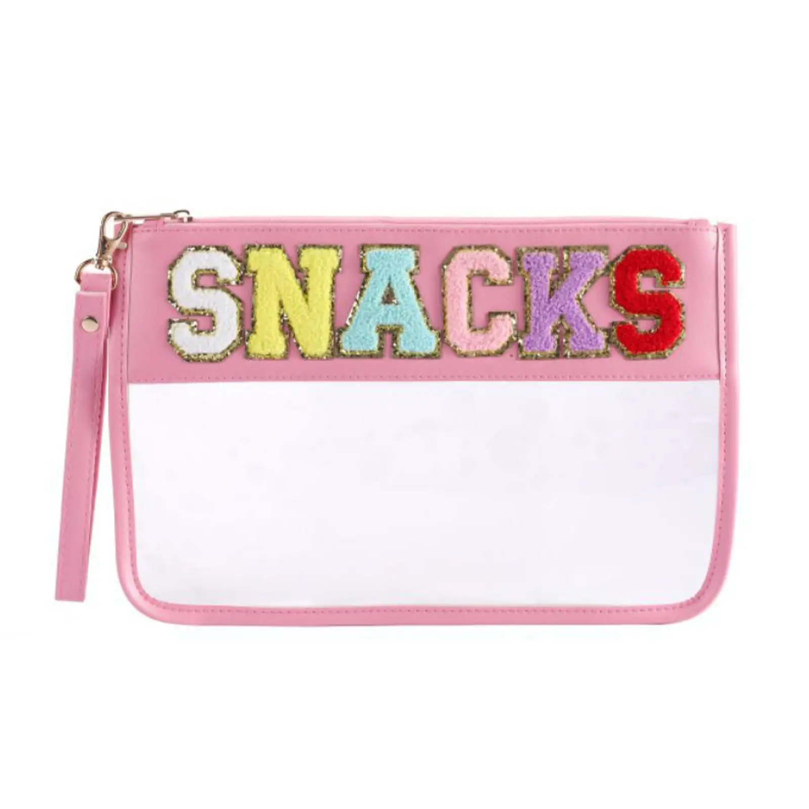 Transparent Cosmetic Bag Snack Bag Reusable Organiser Container with Zipper Wrist Strap Travel Toiletry Bag Clear Makeup Bag