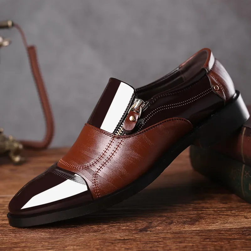 Italian Black Formal Shoes Men Loafers Wedding Dress Patent Leather Oxford Shoes for Men\'s Leather