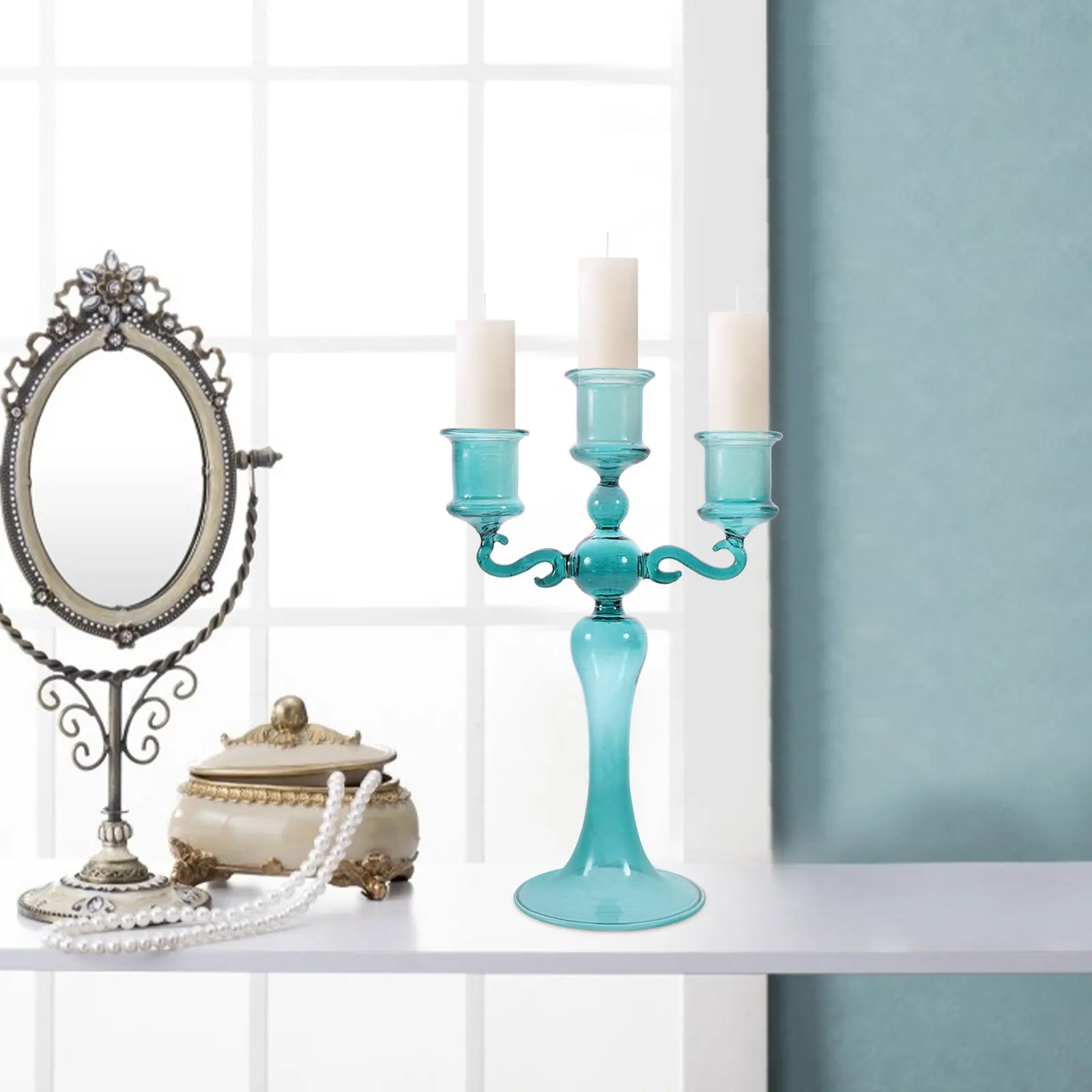 Glass Holder Desktop Multiple Heads Romantic Pillar Stand Stable Weighted Base for Home Decor Living Room Table