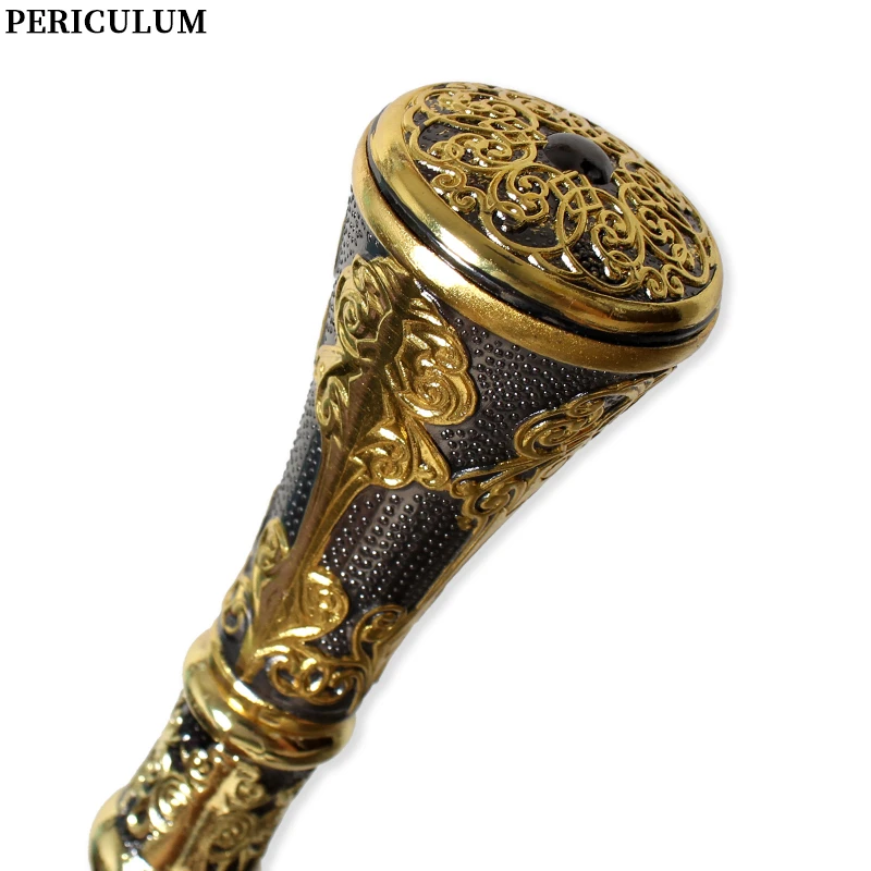 Victorian Black Gold Floral Carved Walking Cane with Detachable Handle Men Women Cosplay Prop Walking Stick view 4