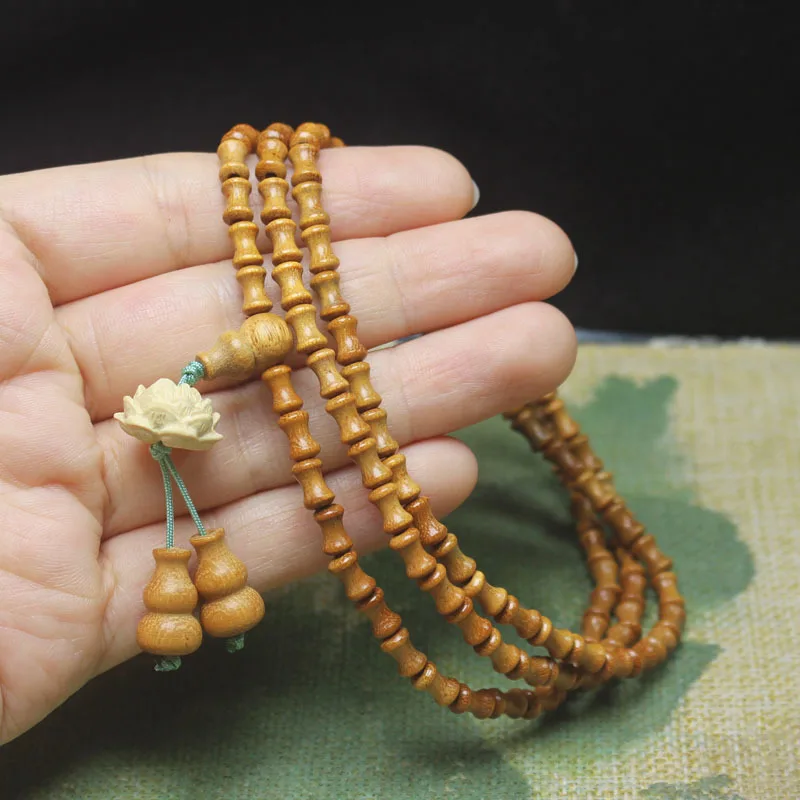 Wooden Bamboo Joint Multi-Circle Rosary Bracelet Wooden Men and Women Crafts Fashion Bracelet Beads Ornament Gift