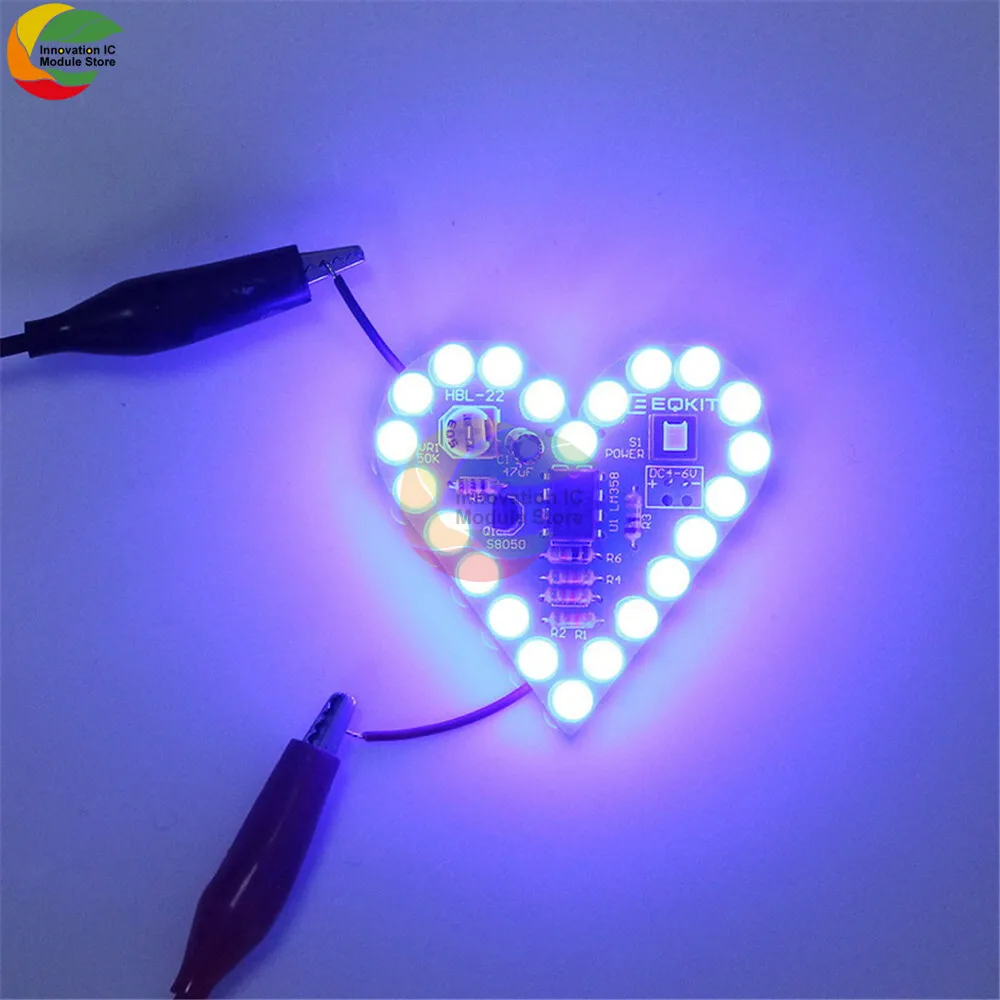 

DIY Kit Heart Shape Breathing Lamp Electronic Kit Breathing LED Suite Red White Electronic Production for Learning laboratory