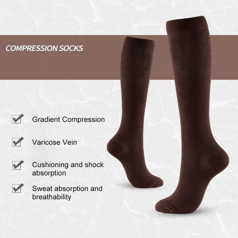 3 Pair Compression Stocking Knee High Pregnant Edema Diabetes Varicose Veins Running Travel Sport Compression Socks Women Men