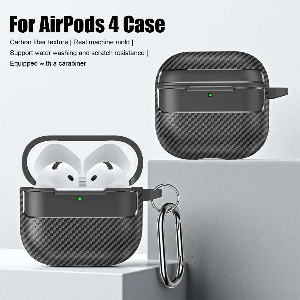 For AirPods 4 Carbon Fiber Texture Case Wireless Bluetooth Earphone Protective For AirPods 4 Cover Headphone Accessories