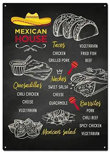 

Mexican House Blackboard Metal Tin Signs, Restaurant Blackboards Poster, Decorative Signs Wall Art Home Decor