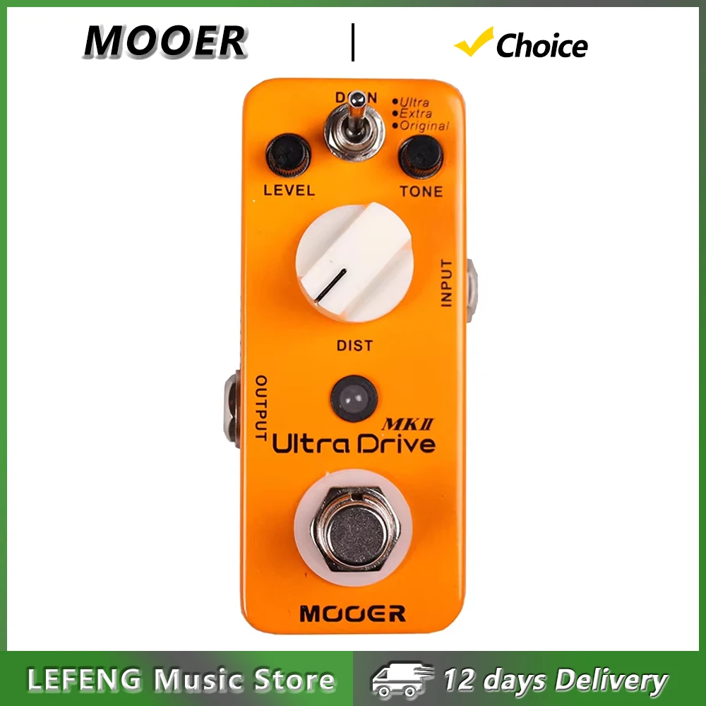 MOOER Ultra Drive MKII Guitar Distortion Effect Pedal True Bypass 3 Modes Guitar Pedal Electric Guitar Parts & Accessories