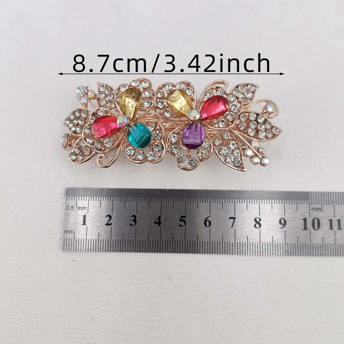 8.7cm Crystal Barrettes Bow Barrettes Alloy Headwear Peacock Spring Clip Rhinestone Hairpin Metal Hair Accessories Set of Orname