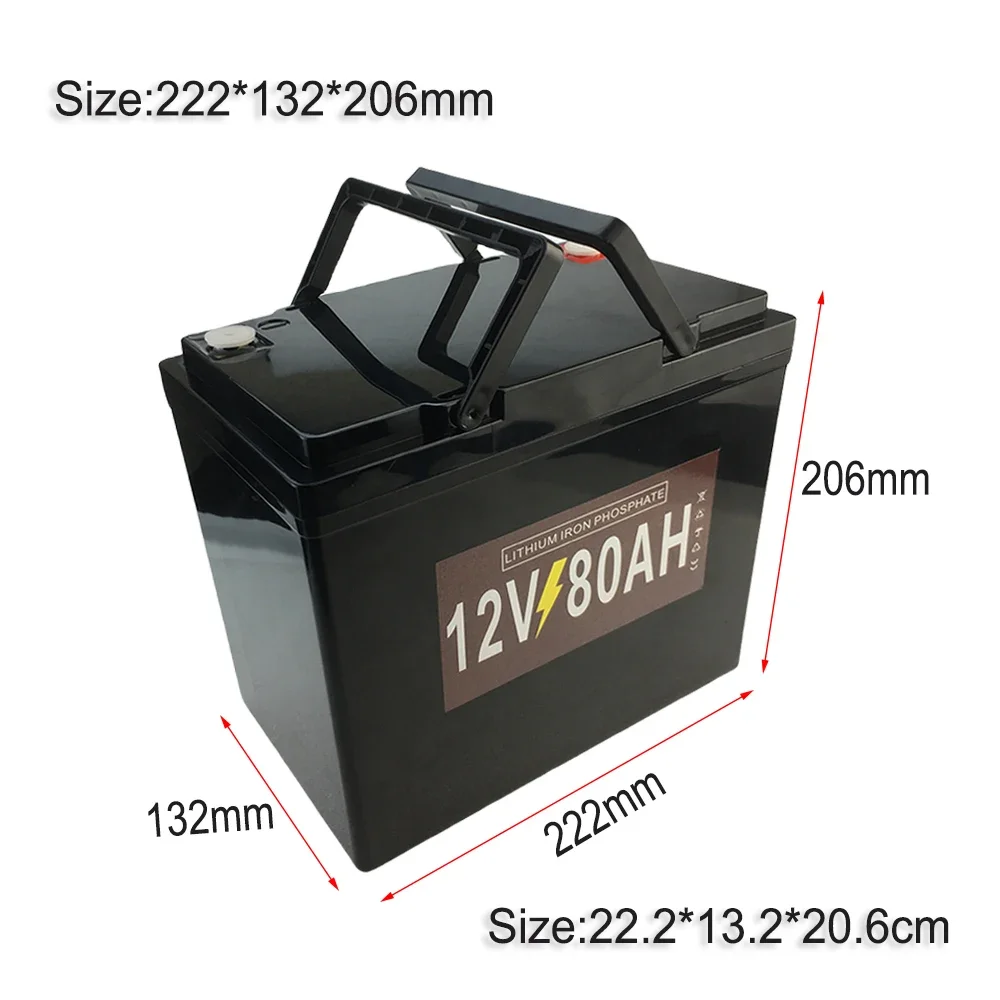 Batteria ricaricabile Lifepo4 12V 80Ah per macchinina per bambini, lampioni solari e altri alimentatori per piccoli attrezzature