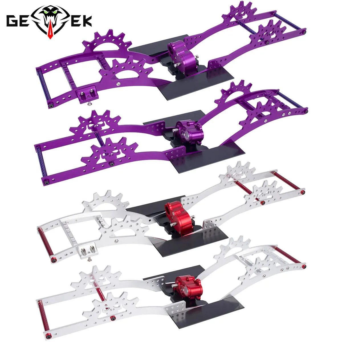 Zestaw metalowych podwozia LCG z podwójnym mocowaniem serwomechanizmu/biegów do gąsienic RC Axial SCX10 II III TRX4 Capra Comp Builds DIY Upgrade