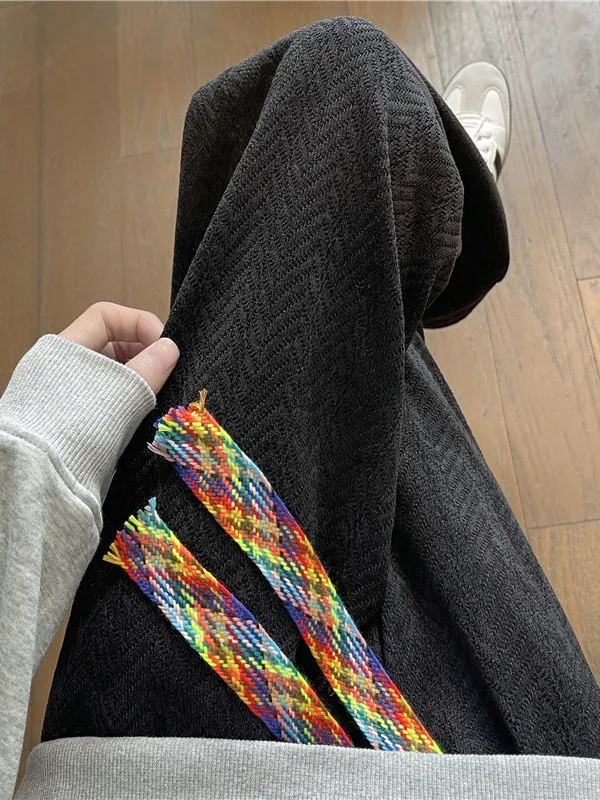 

American Sle Casual Straight Leg Pants Men's Spring Heavyweight Drapey Wheat Spike Pattern Trendy Haome Loose Wide Leg P...