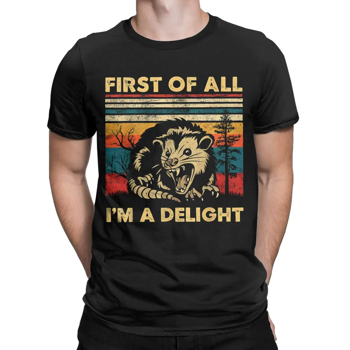 First Of All I'm A Delight Sarcastic Angry Opossum T-Shirts Men Women's 100% Cotton Possum Meme Tee Shirt Graphic Clothes