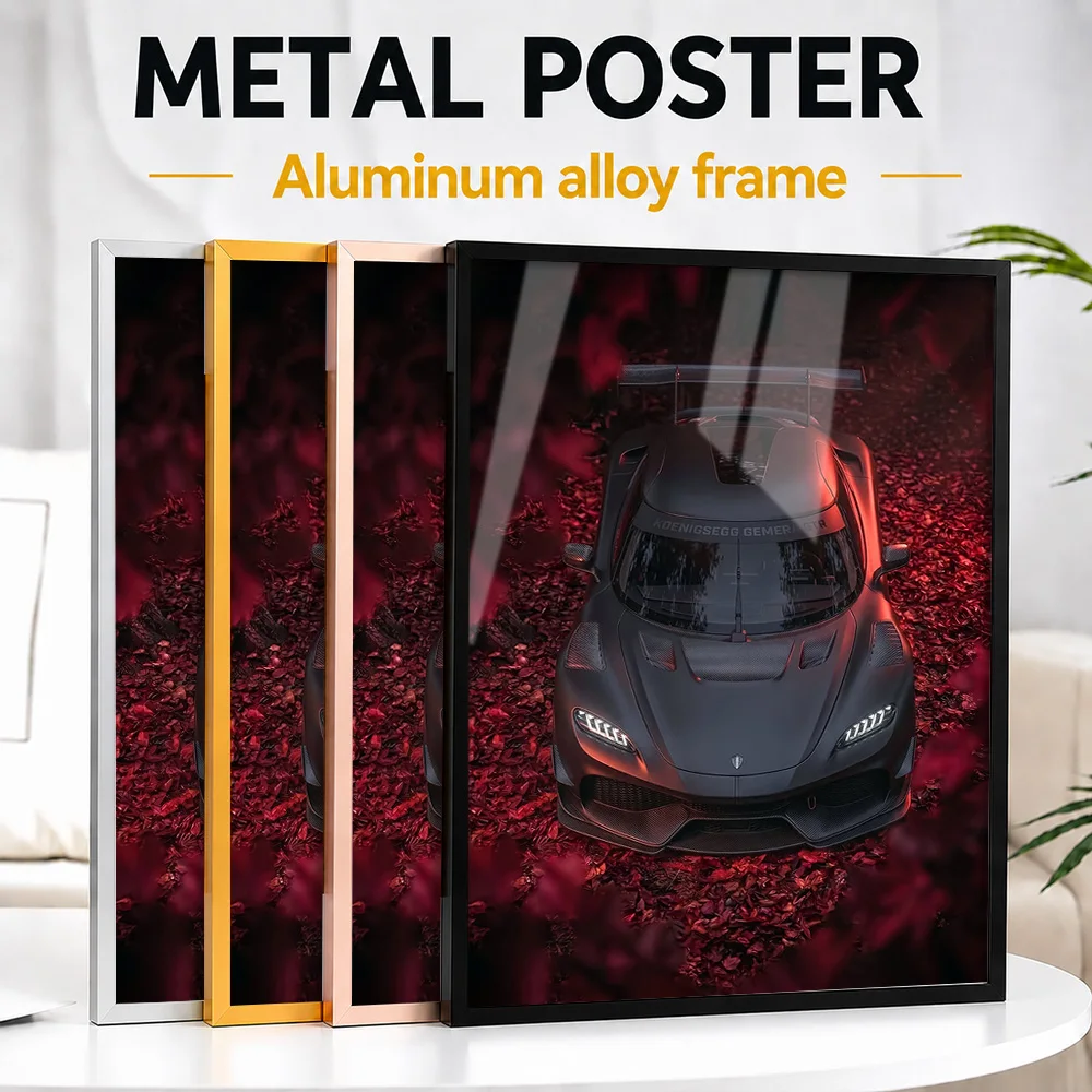 Matte Black Sweden Gemera GTR In Autumn Framed Aluminum Metal Poster Customized Photo Urban Motion Style Wall Art For Workshop
