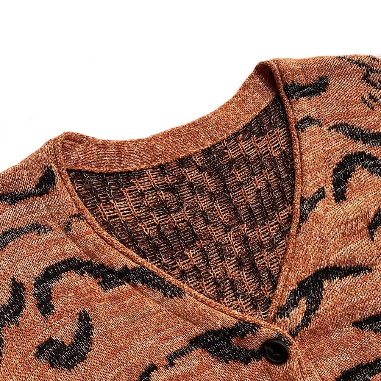 Kapital Vintage Non Hirata Hiroshi Tiger Leopard Print Long Sleeve Sweaters Loose V-neck Men's and Women's Knitted Cardigan