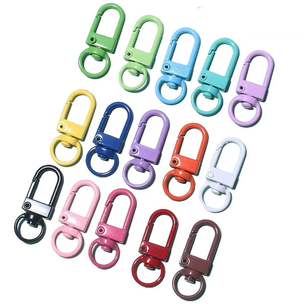 10/30/50/100Pcs/Lot Colorful Alloy Snap Lobster Clasp Hooks Keychain Findings for DIY Key Chain Supplies Wholesale