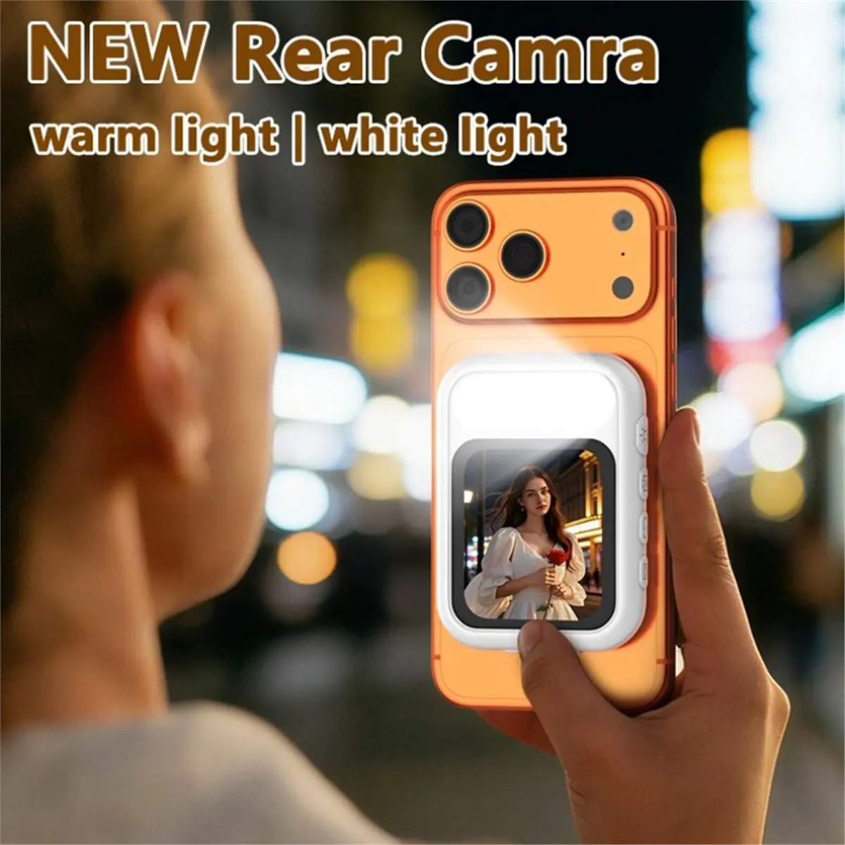 Selfie Monitor Screen Magnetic with Fill Light Phone Back Mirroring Rear Camera for Live Stream Vlogging Video Recording