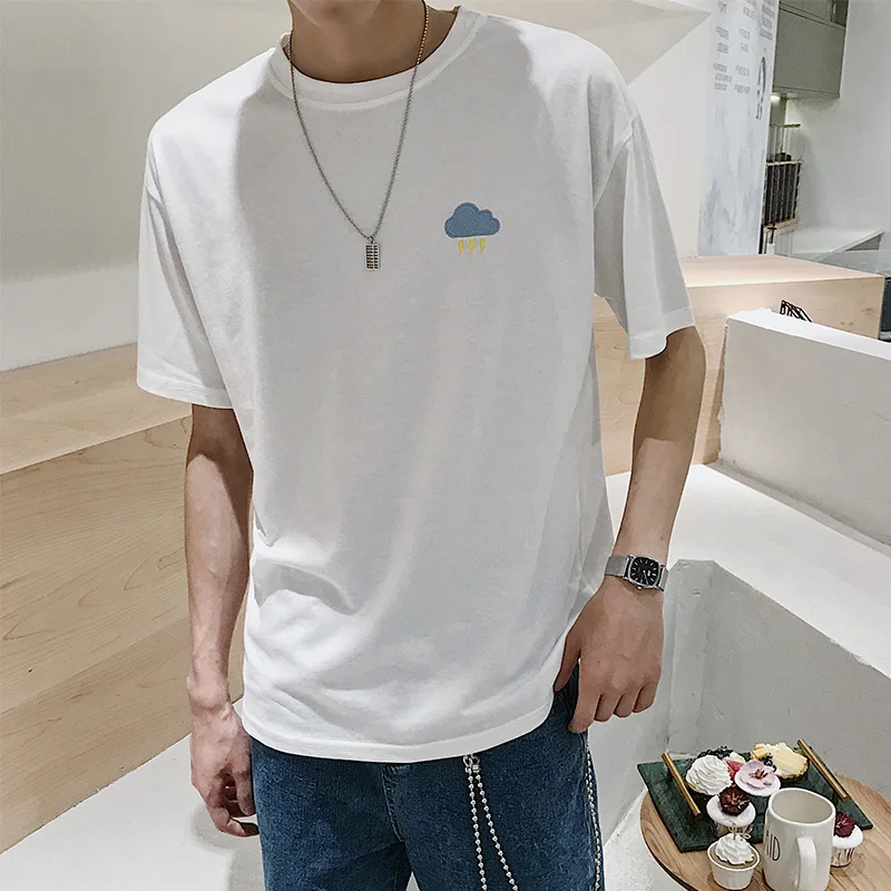 Fioletowa męska koszulka letnia japońska koszulka z krótkim rękawkiem Harajuku Baggy elementy z kreskówek Top Casual Oversized Man Clothes