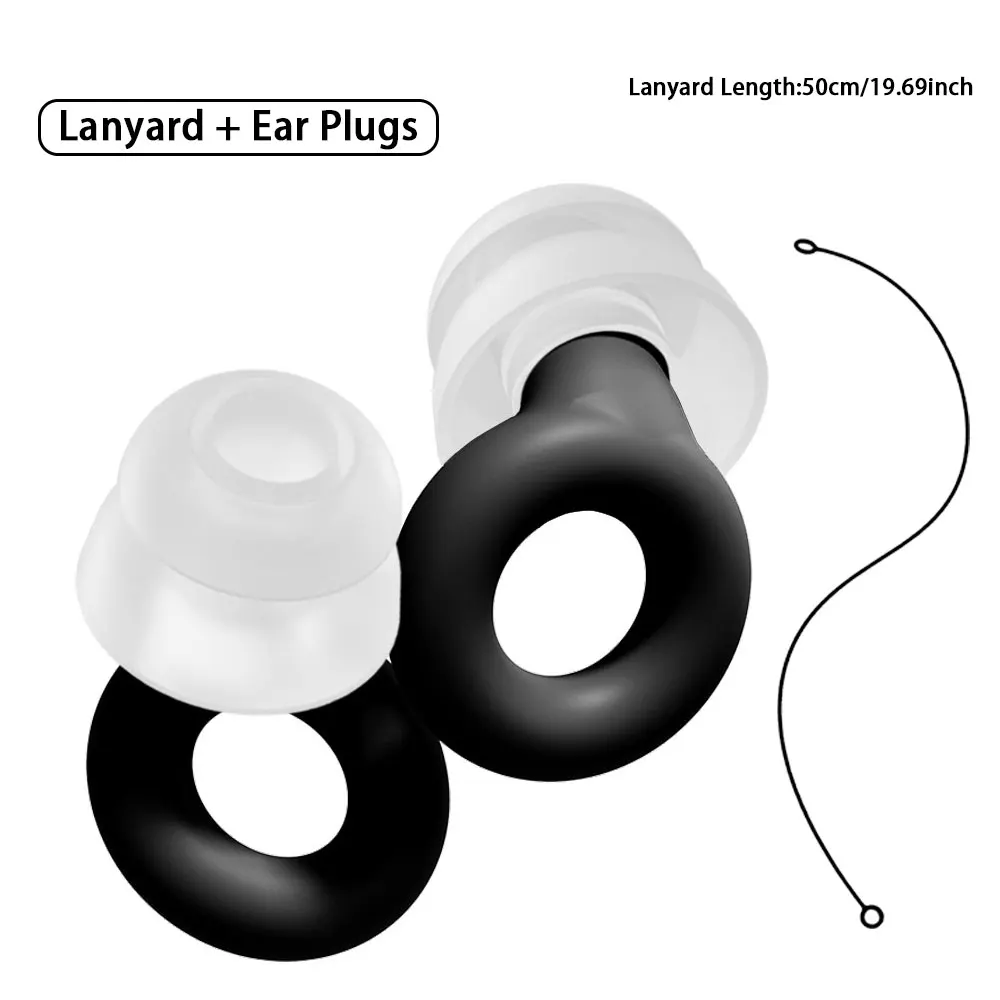 Double Layer Silicone Earplugs with Silicone Lanyard for Water Sports Swimming Pool Training And Sleep Noise Dampening
