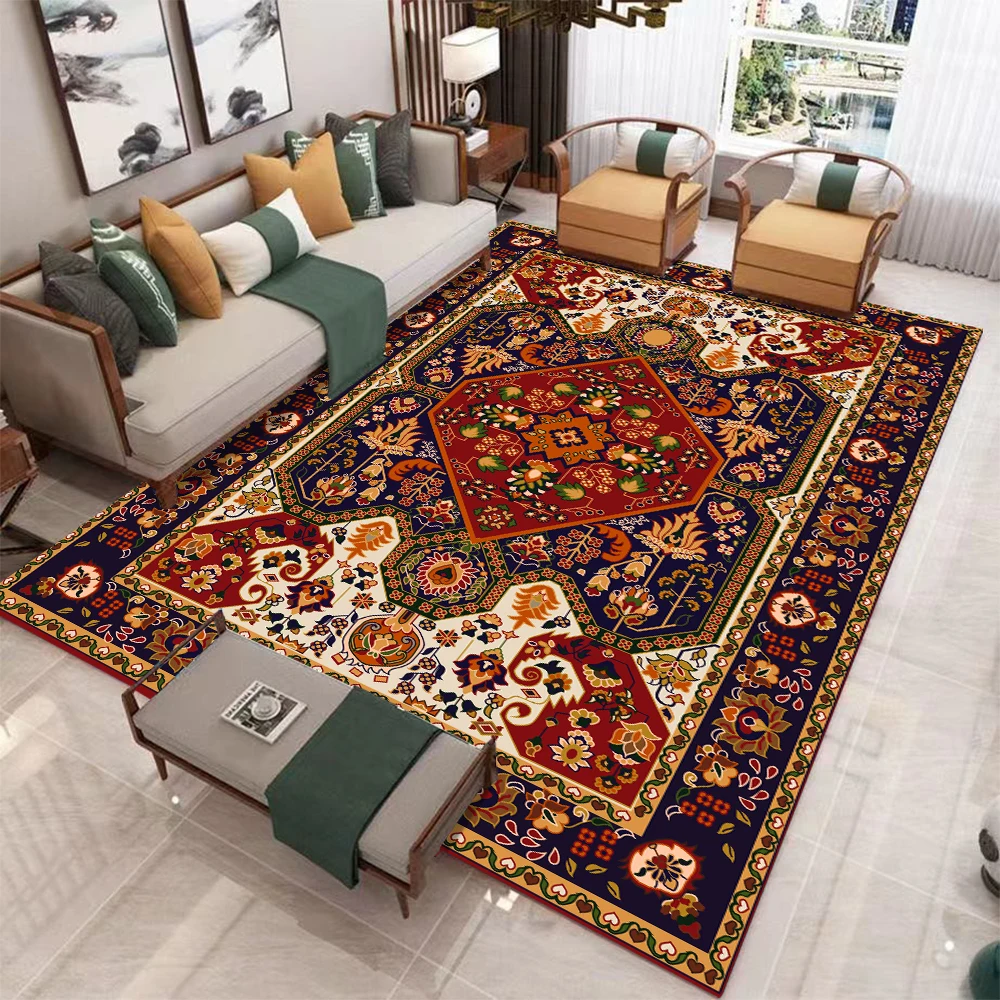 NEW European Retro  Large Carpet for Living Room Luxury Decoration Rug Non-slip Bedroom Cloakroom Washable Soft Mat
