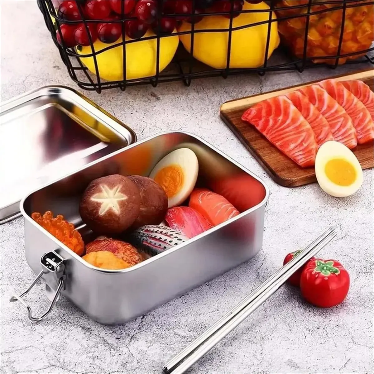 A67T NEW Stainless Steel Bento Box Metal Lunch Box Food Storage Containers with Lockable Clips Lunch Snack Boxes for Work,School