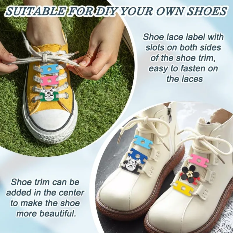 36Pcs 9 Colors Shoe Lace Charms Colorful Shoelaces Decorations Clips PVC Shoe Lace Tags 1.2x0.5x0.07 inch Shoelace Adapter DIY