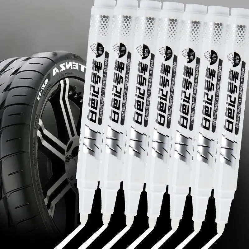 

10pcs/Box White Marker Pens 2.0mm Oily Waterproof White DIY Quick Dry Jumbo Paint Marker for Tire Marking Art Drawing