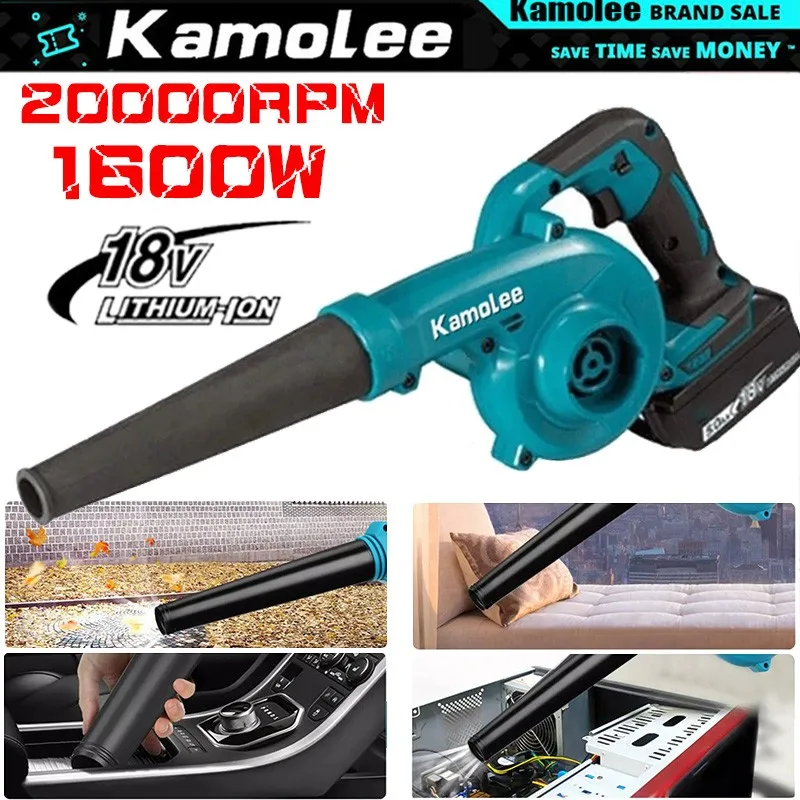 Kamolee 무선 브러시리스 전기 송풍기 세트, DUB185, 2 in 1, 20000rpm, Makita 18V 배터리에 적합
