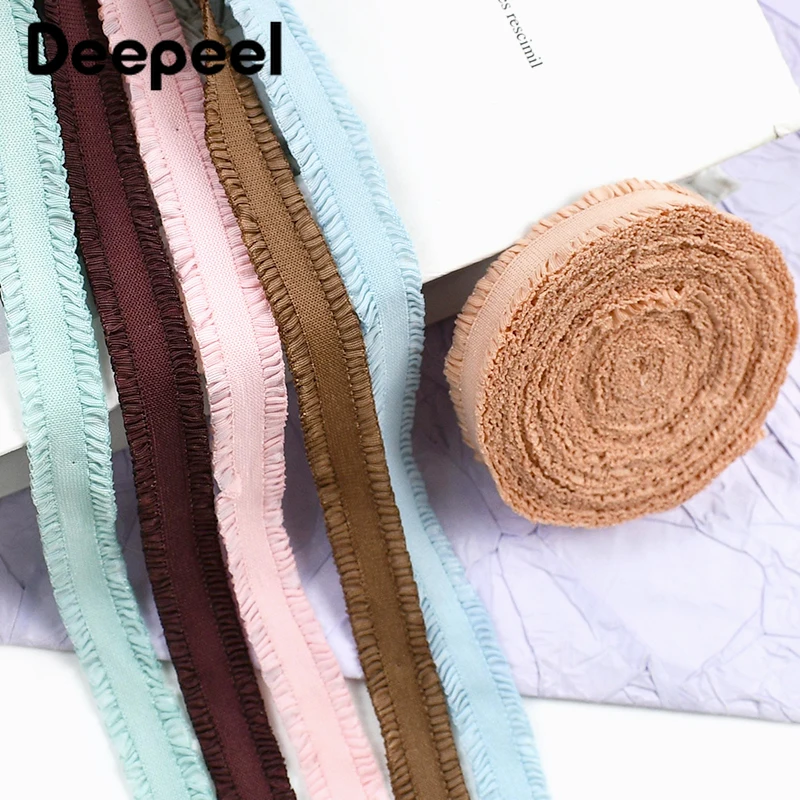 

5/10/20Yards 13mm Lace Elastic Band Underwear Bra Strap Rubber Bands Dress Shoulder Straps Double Ruffle Stretch Tape Supplies