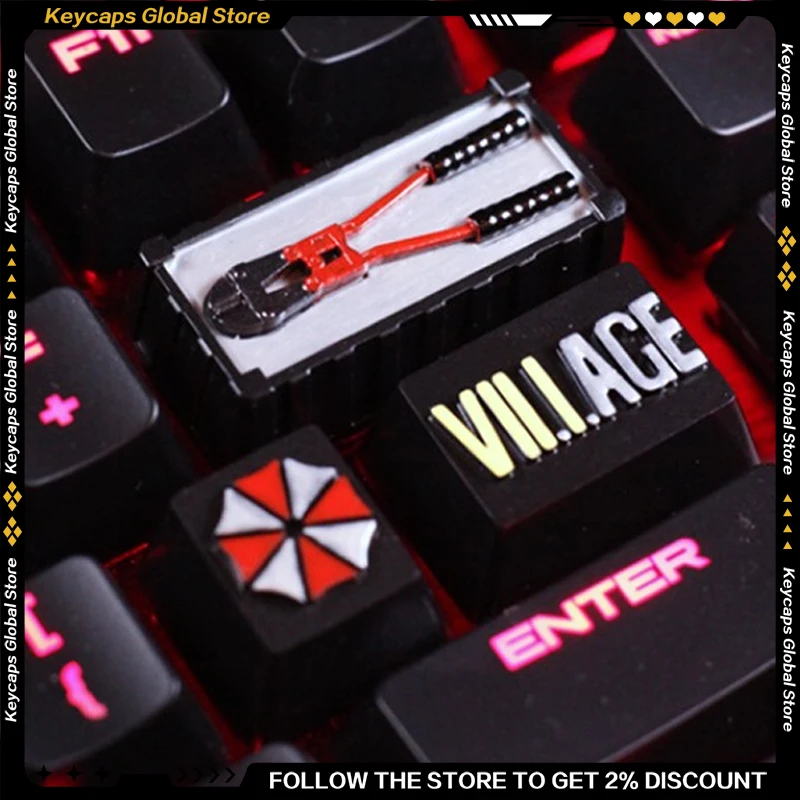 

Resident Evil 8, тематическая игровая клавиатура из смолы, OEM персонализированные колпачки для клавиш ручной работы, индивидуальная крышка для механической клавиатуры, крутые подарки