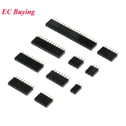 10pcs Single Row Female 2.54MM Pitch Spacing Pin Socket Female Header 2P 3P 4P 6P 8P 10P 12P 16P 20P 40P Connector Row pin