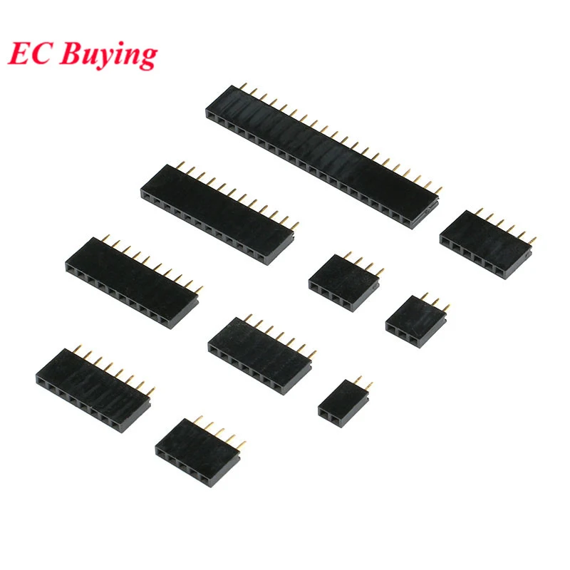 10 szt. Jednorzędowe żeńskie złącze pinowe o rastrze 2,54 mm, listwa żeńska 2P 3P 4P 6P 8P 10P 12P 16P 20P 40P, złącze rzędowe pinowe
