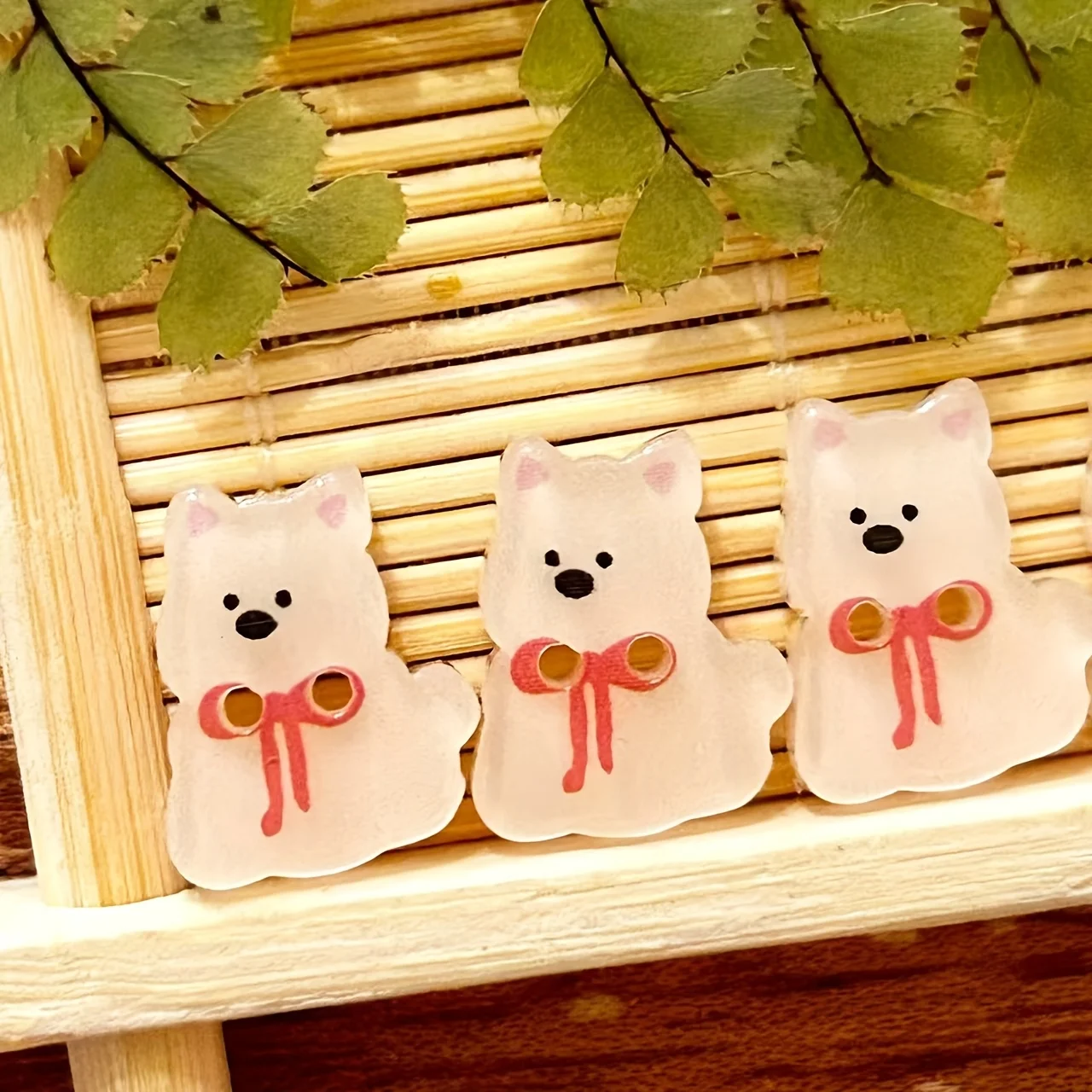10-Pack Cute West Highland Terrier Dog Buttons - White Resin Buttons with Red Bow Tie for DIY Sewing & Craft Projects